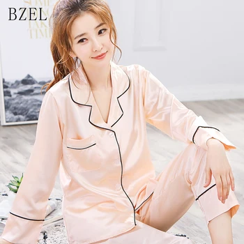 BZEL Women Pajamas Set Sleepwear Long Sleeve Trousers Two Piece Suit Silk Satin Nightwear Pijama Feminino Pijama Femme Pyjamas
BZEL Women Pajamas Set Sleepwear Long Sleeve Trousers Two Piece Suit Silk Satin Nightwear Pijama Feminino Pijama Femme Pyjamas