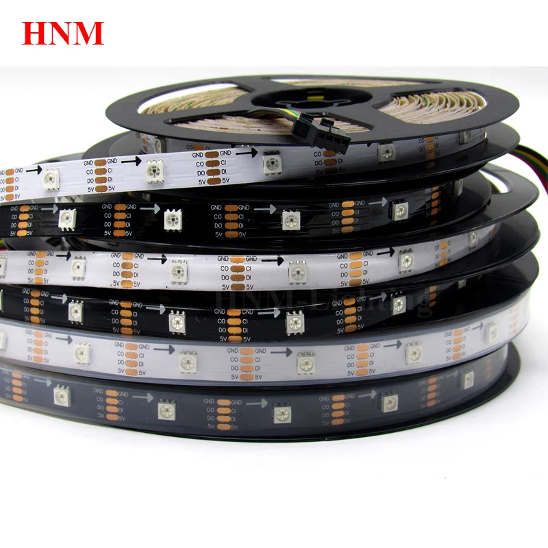 

5M 30LEDs/m HD107S(Similar APA102/APA107)5050 SMD RGB LED Pixel Strip Light,Digital Flexible Tape,White/Black PCB,IP20/IP65/IP67