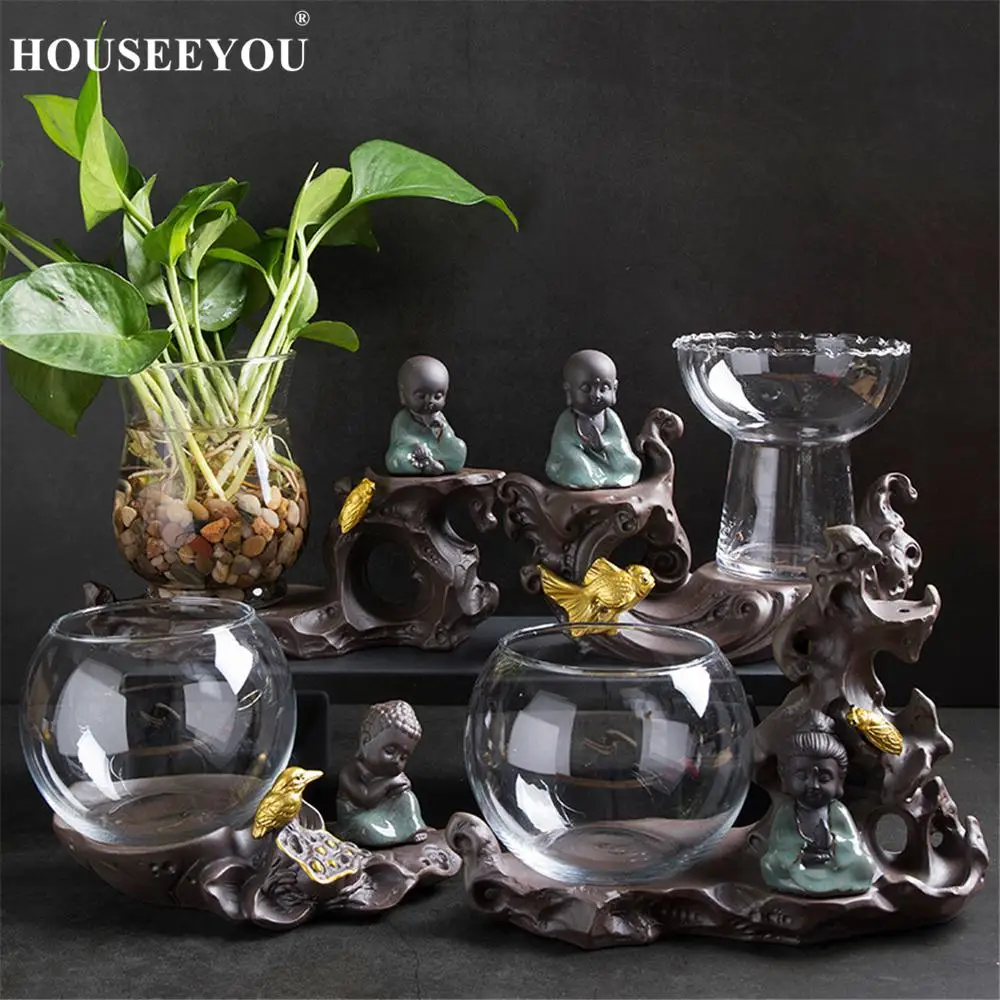 Creative Purple Sand Glass Hydroponic Flower Pot Vases Green Planter Tray Succulents Plants Desktop Monk Buddha Zen Decorations
Creative Purple Sand Glass Hydroponic Flower Pot Vases Green Planter Tray Succulents Plants Desktop Monk Buddha Zen Decorations