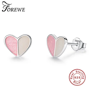 Forewe Pink Enamel Heart Romantic Stud Earrings Real 925 Sterling Silver Party Dating Fashion Jewelry For Women Girls
Forewe Pink Enamel Heart Romantic Stud Earrings Real 925 Sterling Silver Party Dating Fashion Jewelry For Women Girls