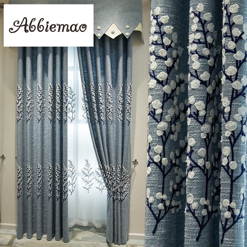 Abbiemao Modern Simple Style Blue Tree Embroidered Curtain Cotton Linen High Shading Customized Curtain For Living Room Bedroom
Abbiemao Modern Simple Style Blue Tree Embroidered Curtain Cotton Linen High Shading Customized Curtain For Living Room Bedroom