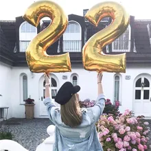 Digital-Balloons Numbers Globos Party-Decor Birthday Wedding Pink Foil Rose-Gold Blue