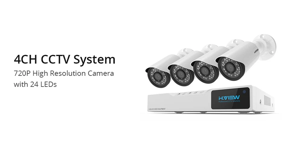 H.View 4CH CCTV System 720P HDMI AHD CCTV DVR 4PCS 1.0 MP IR Outdoor Security Camera 1200 TVL Camera Surveillance Kit (1)