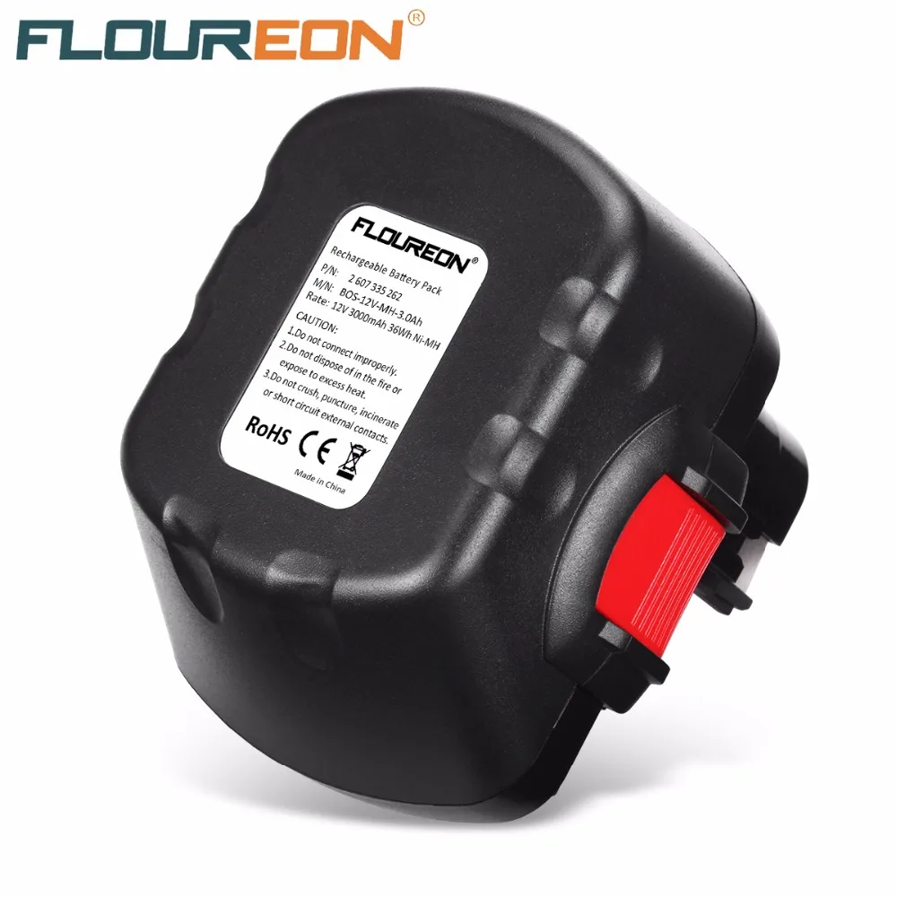 

FLOUREON 12V 3000mAh Ni-Mh Replacement Rechargeable Battery for GSB 18 VE-2 GDS 18 V-HT GSR 18 VE-2 PSB 18VE PSR 18VE