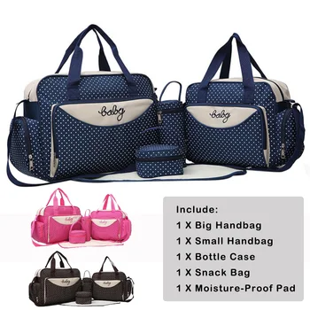 5Pcs/set Dot Printed Baby Diaper Bags Mom Mommy Mummy Shoulder Handbags Stroller Maternity Nappy Bags with Bottle Holder Case
5Pcs/set Dot Printed Baby Diaper Bags Mom Mommy Mummy Shoulder Handbags Stroller Maternity Nappy Bags with Bottle Holder Case