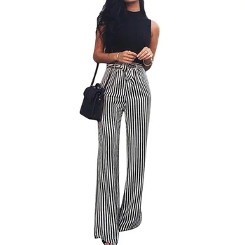2018 New Striped Palazzo Wide Leg Pants Women Drawstring Long Loose High Waist Trousers Ladies Flat Pants Female
2018 New Striped Palazzo Wide Leg Pants Women Drawstring Long Loose High Waist Trousers Ladies Flat Pants Female