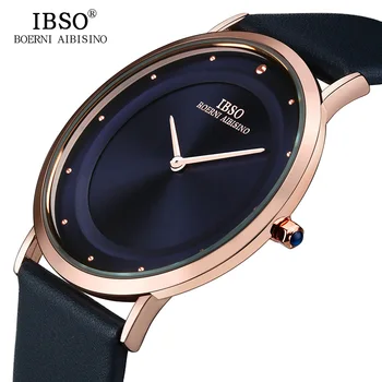 

IBSO 7MM Ultra-thin Quartz Wristwatches Genuine Leather Strap Mens Watches Top Brand Luxury Fashion Watch Men Relogio Masculino