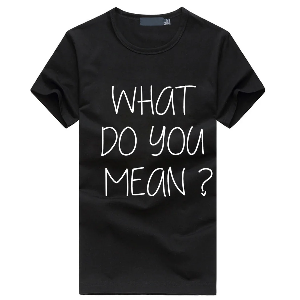 Image Justin Bieber what you mean letters print short sleeved men kpop cotton T shirt Summer tee shirt style Hispter male Sport Tops