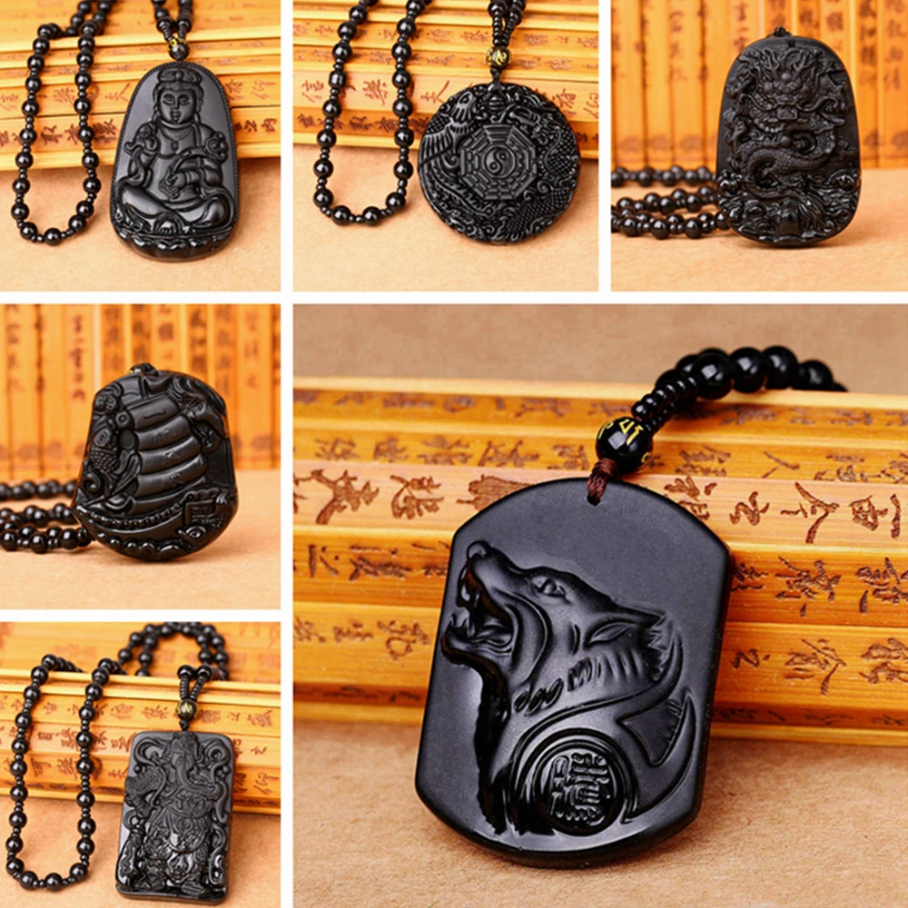 New Mix Gift Carving Chinese Black Natural Obsidian Carved reiki Chakra healing crystal charms necklace pendant Healing crystal
New Mix Gift Carving Chinese Black Natural Obsidian Carved reiki Chakra healing crystal charms necklace pendant Healing crystal