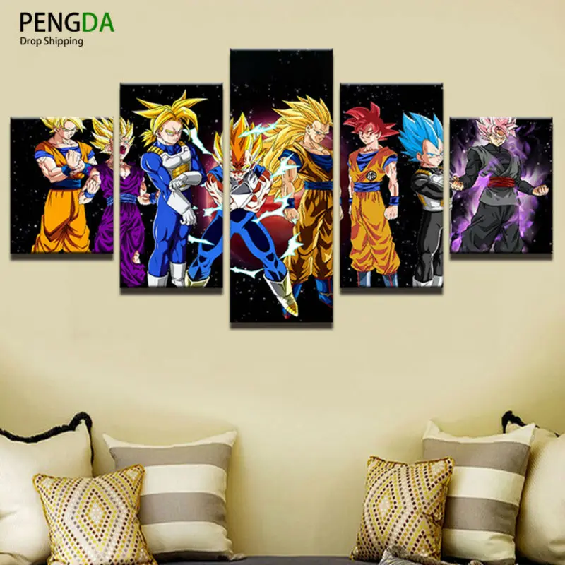 Poster Canvas Painting Wall Pictures For Living Room 5 Panels Cartoon Dragon Ball Character Decorative Modular Pictures
Poster Canvas Painting Wall Pictures For Living Room 5 Panels Cartoon Dragon Ball Character Decorative Modular Pictures