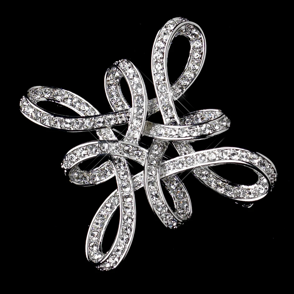 2" Chinese Knot Swirl Twist Brooch Czech Crystal Diamante Pin Vintage Style Rhodium Silver
2" Chinese Knot Swirl Twist Brooch Czech Crystal Diamante Pin Vintage Style Rhodium Silver