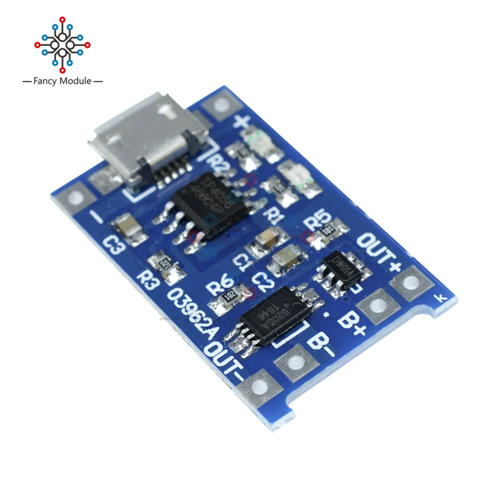 Micro USB 5V 1A 18650 TP4056 Lithium Battery Charger Module Charging Board With Protection Dual Functions
Micro USB 5V 1A 18650 TP4056 Lithium Battery Charger Module Charging Board With Protection Dual Functions