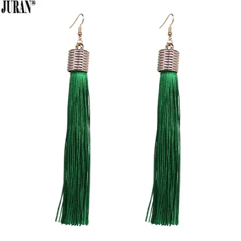 6 Colors 2017 Fashion Classic Long Tassel Brincos Drop dangle Earrings Statement Jewelry Wholesale green blue purple red black