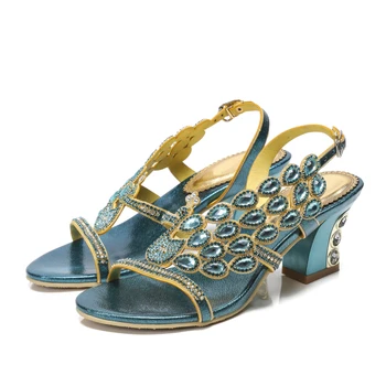 Women's Summer Blue Peacock Pattern Sandals Non-slip Joker Fashion Rough Heel Shoes Latin Dance Sandals
Women's Summer Blue Peacock Pattern Sandals Non-slip Joker Fashion Rough Heel Shoes Latin Dance Sandals