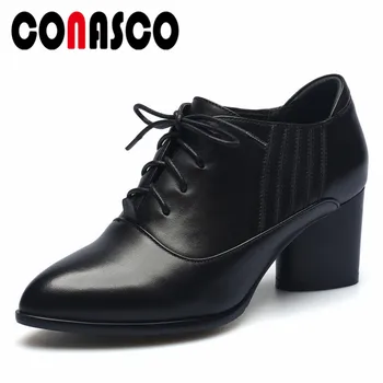 CONASCO New Cow Leather Women Pumps High Heels Lace Up Spring Autumn Party Shoes Woman Black Leather Comfort Office Pumps 
CONASCO New Cow Leather Women Pumps High Heels Lace Up Spring Autumn Party Shoes Woman Black Leather Comfort Office Pumps