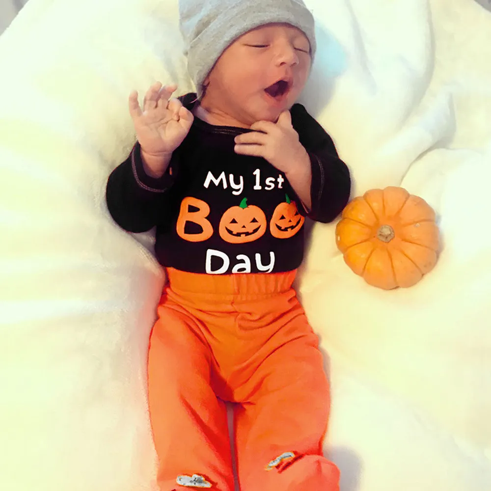 Fashion Unisex Infant Baby Girls Boys Letter Print Romper O-Neck Jumpsuit Halloween Pants Outfits Set
Fashion Unisex Infant Baby Girls Boys Letter Print Romper O-Neck Jumpsuit Halloween Pants Outfits Set