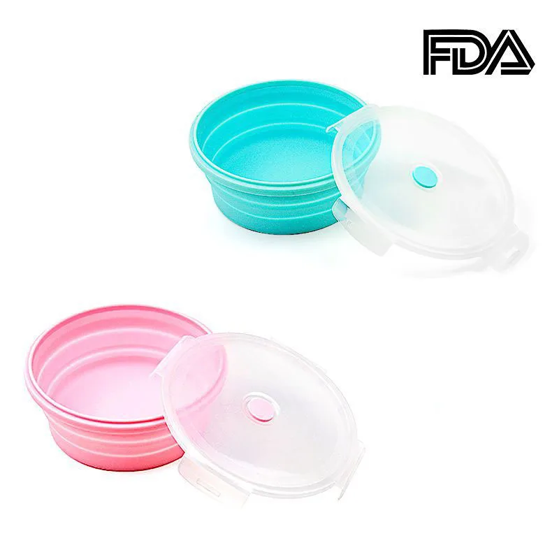 350 800 ml Round Silicone lunch box foldable bento box food container Microwave oven use Food grade folding silicone lunch boxes
350 800 ml Round Silicone lunch box foldable bento box food container Microwave oven use Food grade folding silicone lunch boxes