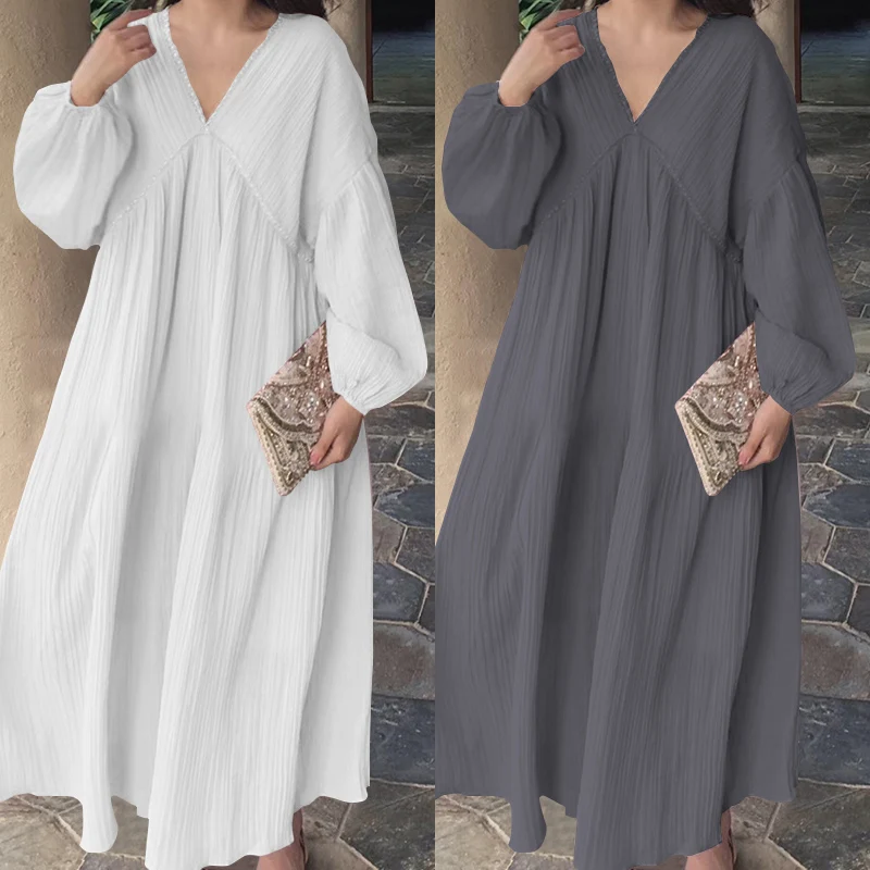 Bohemian Long Dress Celmia 2019 New Women's Sundress Casual V Neck Long Sleeve Solid Loose Lace Vestido Pleated Party Robe S-5XL
Bohemian Long Dress Celmia 2019 New Women's Sundress Casual V Neck Long Sleeve Solid Loose Lace Vestido Pleated Party Robe S-5XL