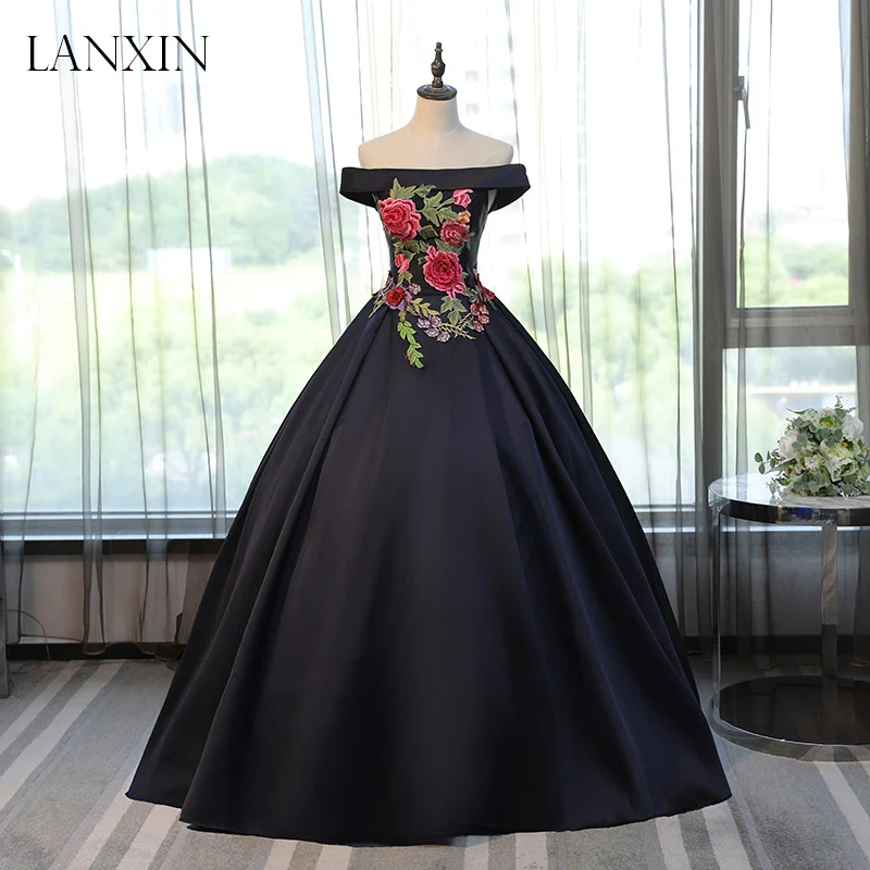 Винтажное черное атласное длинное платье для выпускного вечера элегантное с