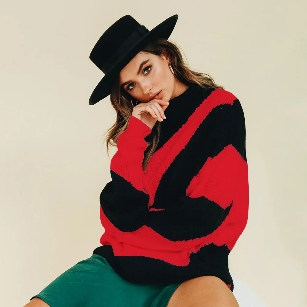 Women's patchwork Colour O Neck fashion pullover sweater Ladies basic autumn tops jumper oversized Loose sweaters
Women's patchwork Colour O Neck fashion pullover sweater Ladies basic autumn tops jumper oversized Loose sweaters