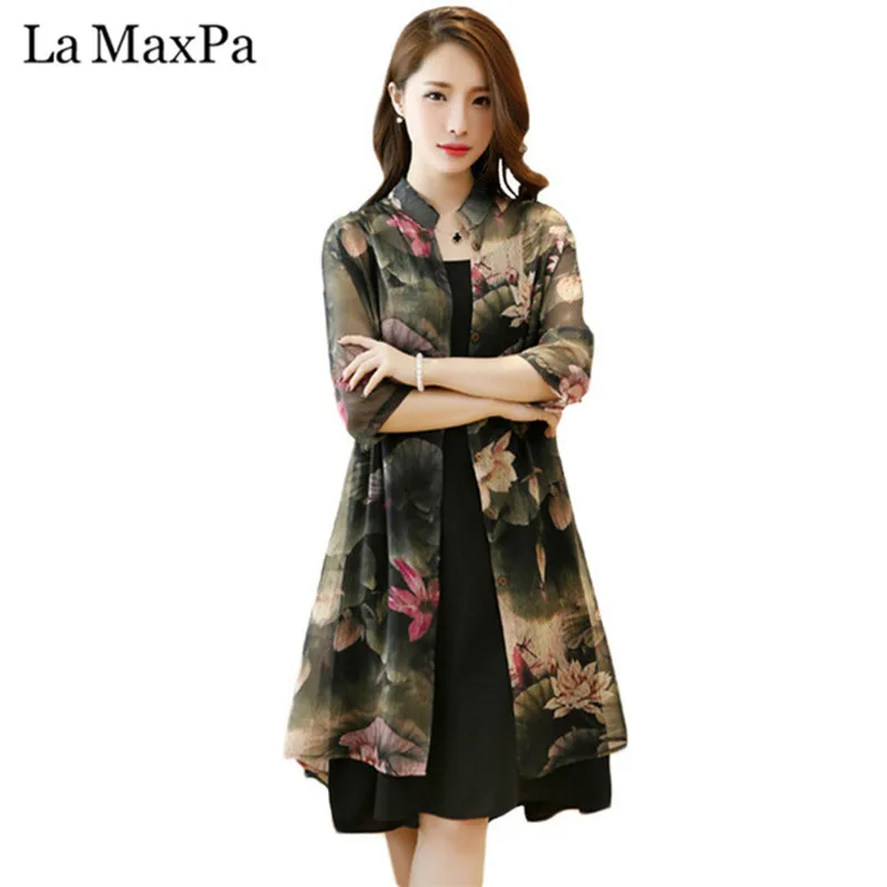 La MaxPa Women Summer Middle Age Vintage Dress Elegant Floral Printed Two Piece Sexy Large size Female Chiffon Loose Dresses
La MaxPa Women Summer Middle Age Vintage Dress Elegant Floral Printed Two Piece Sexy Large size Female Chiffon Loose Dresses