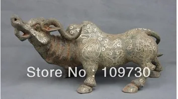 00687 Chinese Folk Collect Old Bronze silver-gilt Evil Lucky Rhinoceros OX Bull Statue
00687 Chinese Folk Collect Old Bronze silver-gilt Evil Lucky Rhinoceros OX Bull Statue
