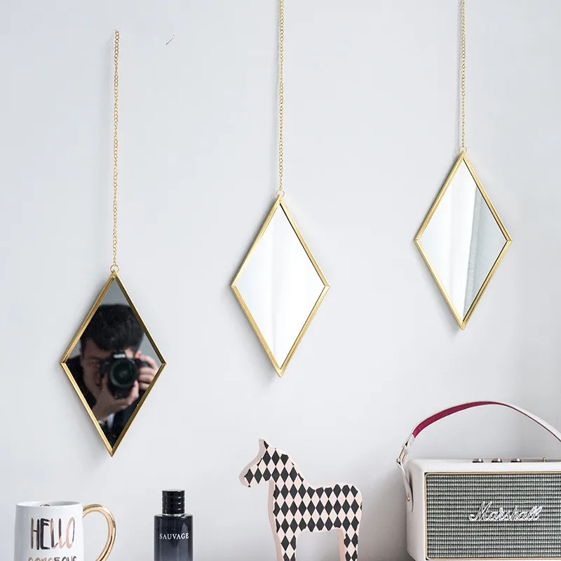 Nordic Diamond Shape Mirror Creative Wall-mounted Gold Handicraft Living Room Bathroom Hanging Multifunction Decorative Mirrors
Nordic Diamond Shape Mirror Creative Wall-mounted Gold Handicraft Living Room Bathroom Hanging Multifunction Decorative Mirrors
