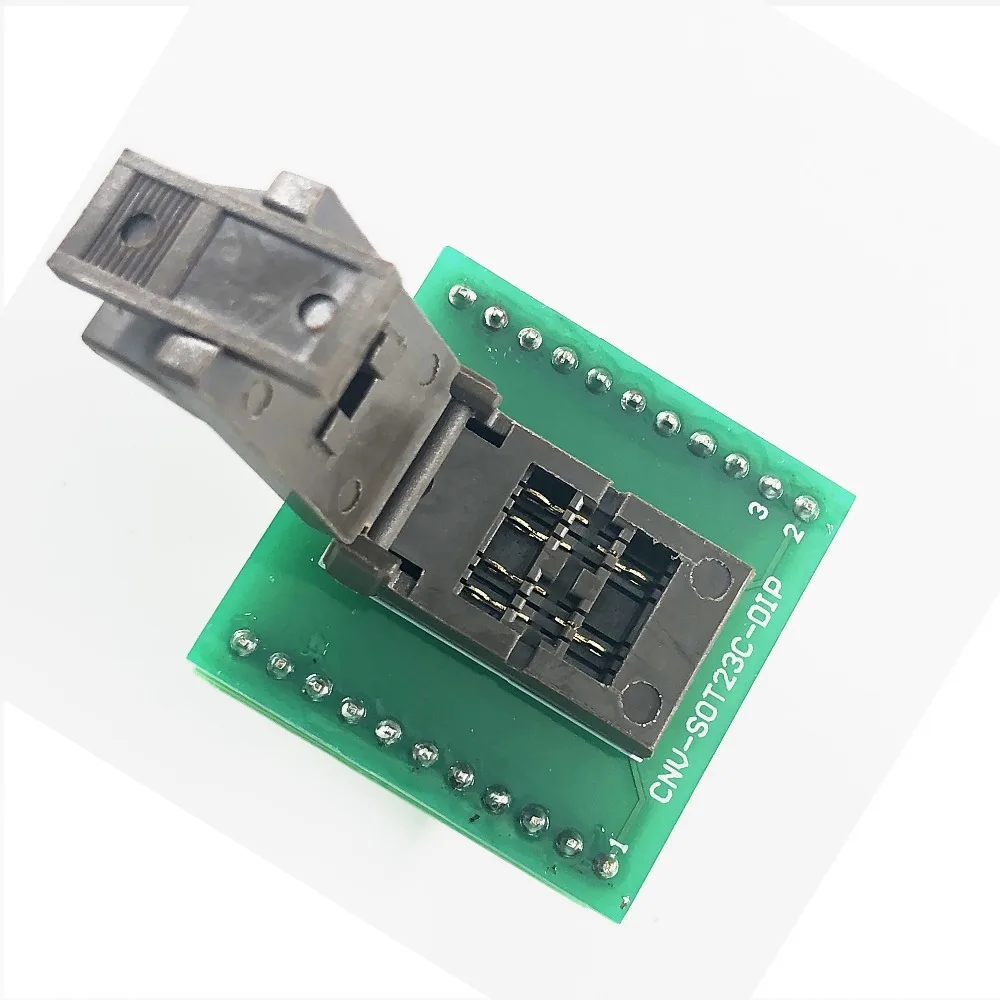 SOT23C-3L to dip 22 programming socket pin pitch 1.91mm IC body size 2.67mm clamshell test programming adapter ZIF adapter
SOT23C-3L to dip 22 programming socket pin pitch 1.91mm IC body size 2.67mm clamshell test programming adapter ZIF adapter