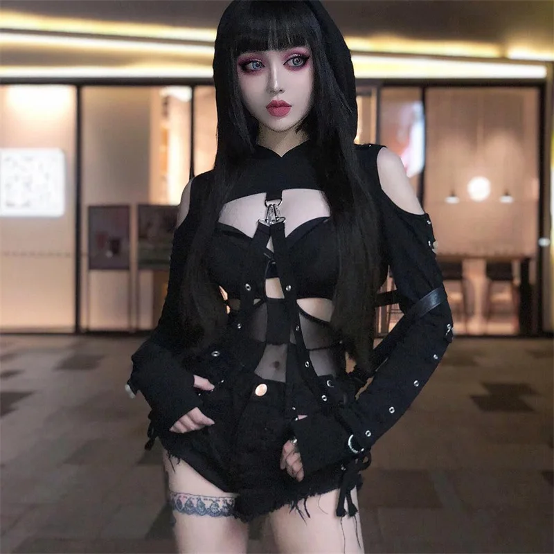 NEW Off Shoulder Black Hoodies Women Long Sleeve Party Gothic Crop Top Streetwear Hole Ribbon Helloween Sexy Sweatshirt
NEW Off Shoulder Black Hoodies Women Long Sleeve Party Gothic Crop Top Streetwear Hole Ribbon Helloween Sexy Sweatshirt