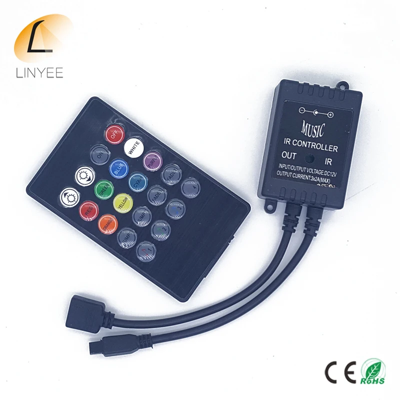 20 Keys Music Voice Sensor Controller Sound IR Remote Control Practical Home Party RGB 3528 5050 LED Strip light RGB Controllers
20 Keys Music Voice Sensor Controller Sound IR Remote Control Practical Home Party RGB 3528 5050 LED Strip light RGB Controllers