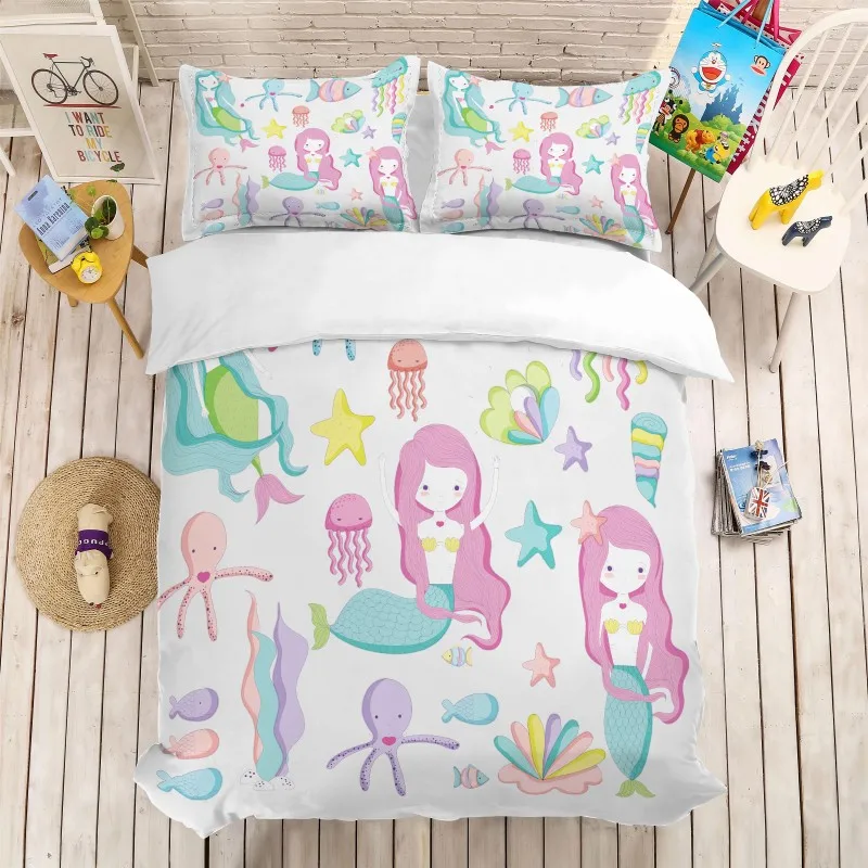 3D Cartoon Printing Mermaid Bedding Set Duvet Cover Pillowcases Comforter Bed Sets Bedclothes Full Twin Queen King Size 3Pcs
3D Cartoon Printing Mermaid Bedding Set Duvet Cover Pillowcases Comforter Bed Sets Bedclothes Full Twin Queen King Size 3Pcs