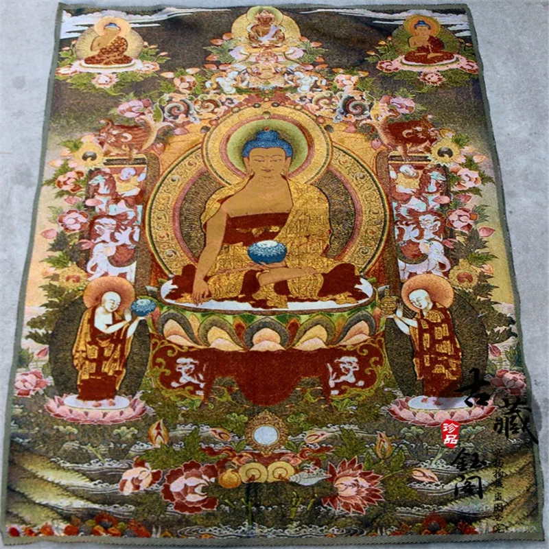 Tibetan Thangka Tibetan Buddhism gold embroidery brocade painting Tathagata portrait religious supplies
Tibetan Thangka Tibetan Buddhism gold embroidery brocade painting Tathagata portrait religious supplies