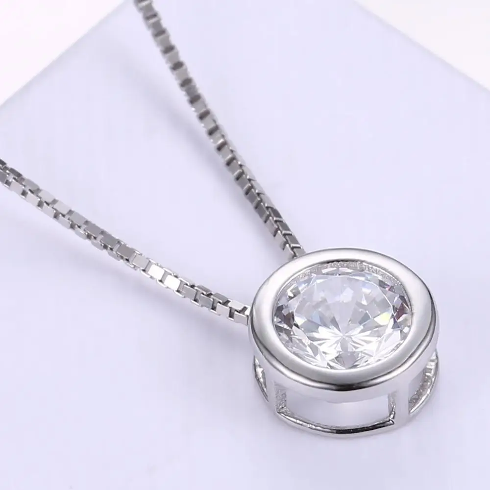 SILVERHOO Authentic S925 Real Sterling Silver Fashion CZ Round Crystal for Women Pendant Simple Necklace Jewelry
SILVERHOO Authentic S925 Real Sterling Silver Fashion CZ Round Crystal for Women Pendant Simple Necklace Jewelry