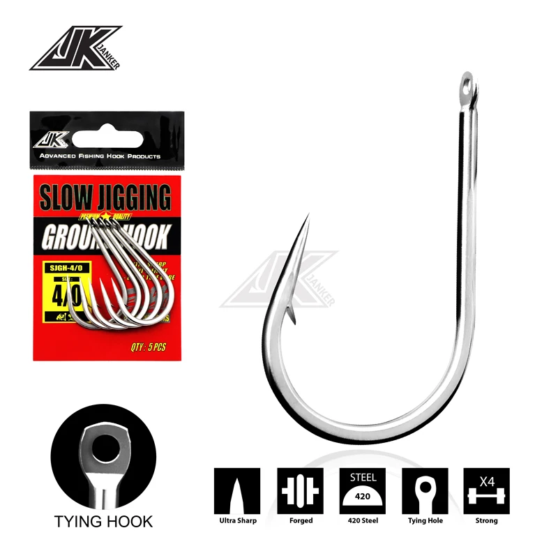 JK 4X Heavy Ground Jigging Hooks Slow Big Game Fishhook Tying Hole Steel Sea Fishing Fish Hook Japan Fishing Articles 7/0
JK 4X Heavy Ground Jigging Hooks Slow Big Game Fishhook Tying Hole Steel Sea Fishing Fish Hook Japan Fishing Articles 7/0