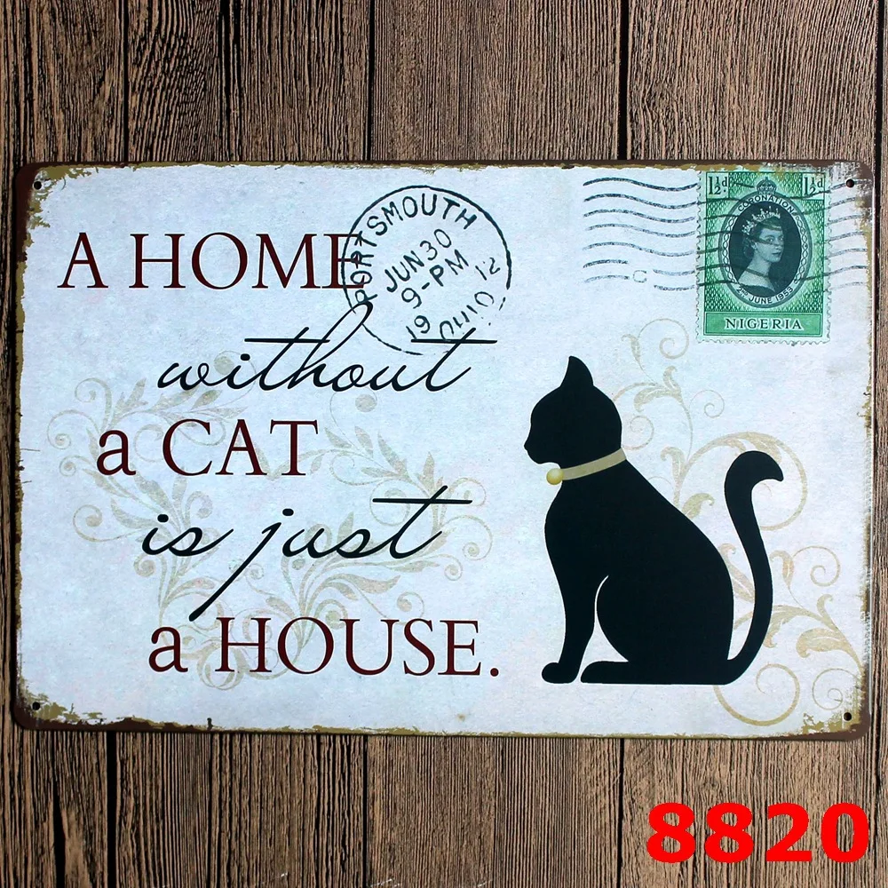 Image The cat and dog monkey Iron painting Retro decoration personalization bar Ebay sourcetin plate poster metal signs iron sheet