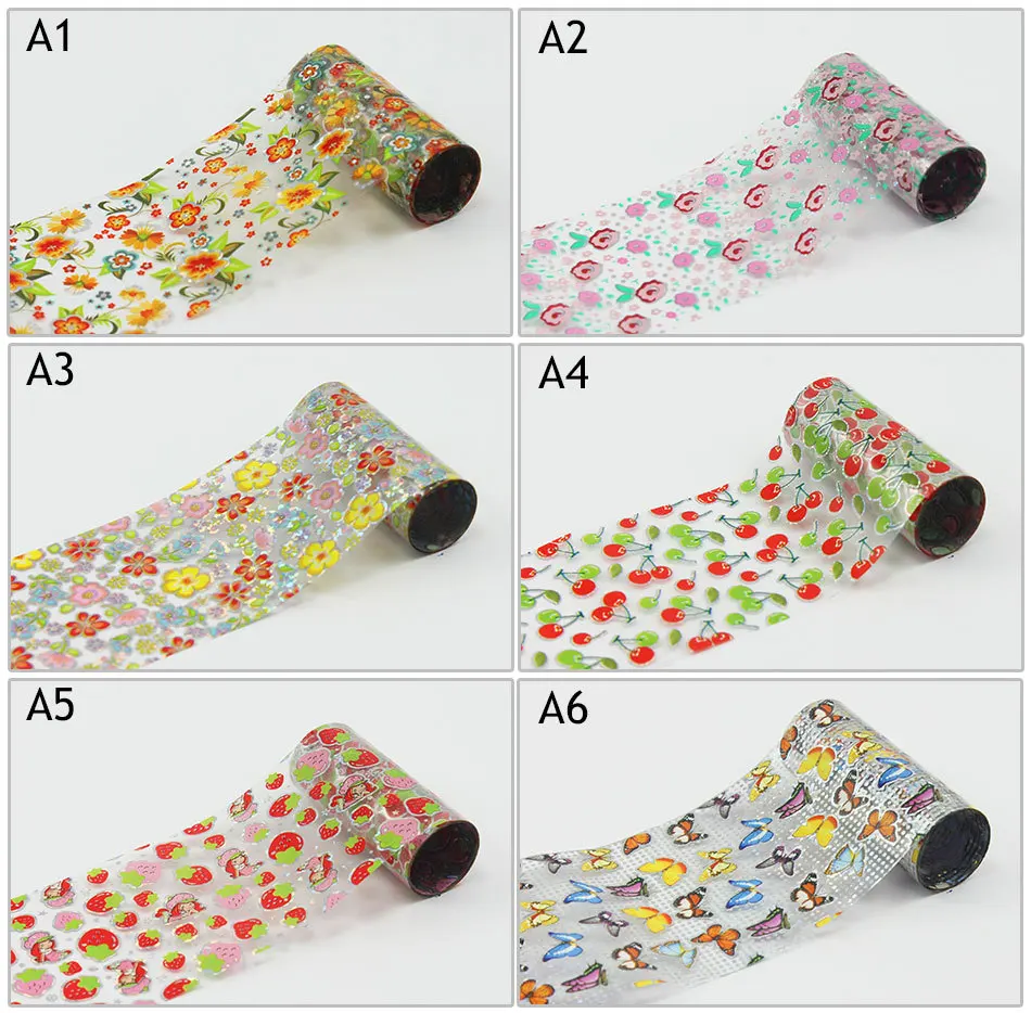 6 Rolls/lot Flowers Fruit Animal Decal Nail Stickers Flower/Sexy Foils Sticker Nail Art Decorations Transfer Tools (A01-A06)
6 Rolls/lot Flowers Fruit Animal Decal Nail Stickers Flower/Sexy Foils Sticker Nail Art Decorations Transfer Tools (A01-A06)
