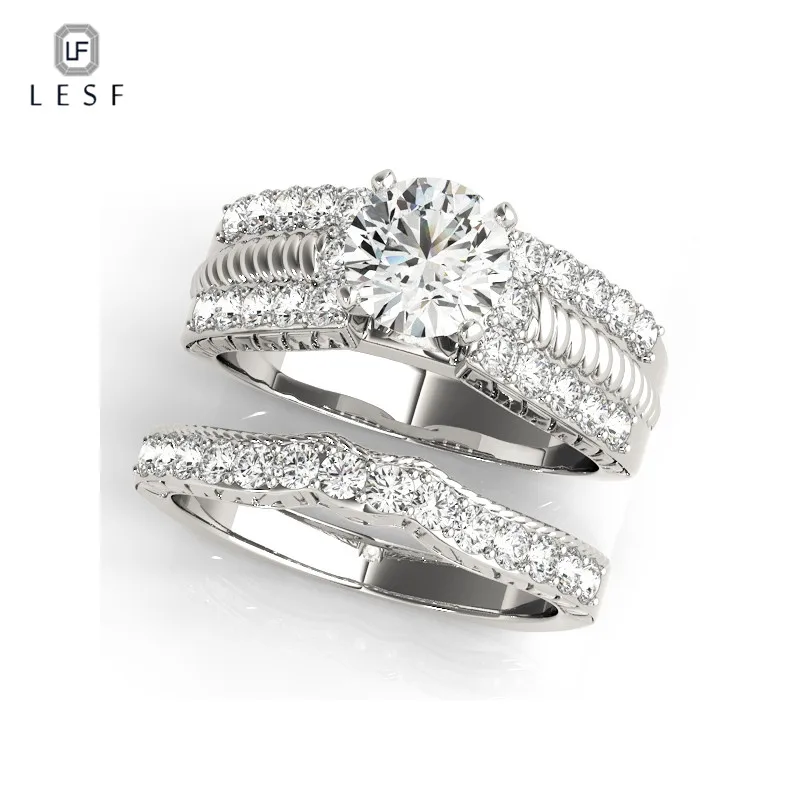 LESF Luxury 1ct Engagement Ring Set 4 Prongs Sona Round Cut Bridal Jewelry Women 925 Sterling Silver Wedding Anniversary Ring
LESF Luxury 1ct Engagement Ring Set 4 Prongs Sona Round Cut Bridal Jewelry Women 925 Sterling Silver Wedding Anniversary Ring