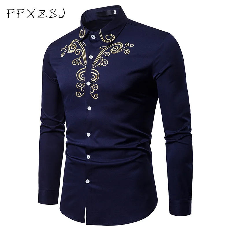 FFXZSJ brand Spring Royal Court Style Solid Floral Embroidered Solid Dress Lapel shirt Slim Fit Casual Long Sleeve men Shirt
FFXZSJ brand Spring Royal Court Style Solid Floral Embroidered Solid Dress Lapel shirt Slim Fit Casual Long Sleeve men Shirt