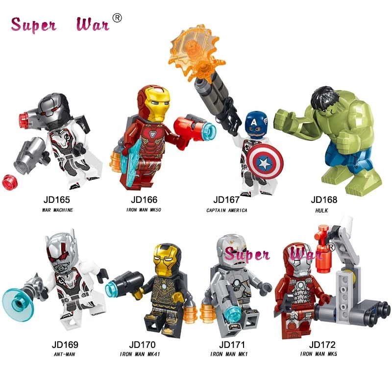 50pcs Hulk Thanos Avengers Infinity War Endgame End game Iron Man IronMan War Machine Ant Man building block for children toy
50pcs Hulk Thanos Avengers Infinity War Endgame End game Iron Man IronMan War Machine Ant Man building block for children toy