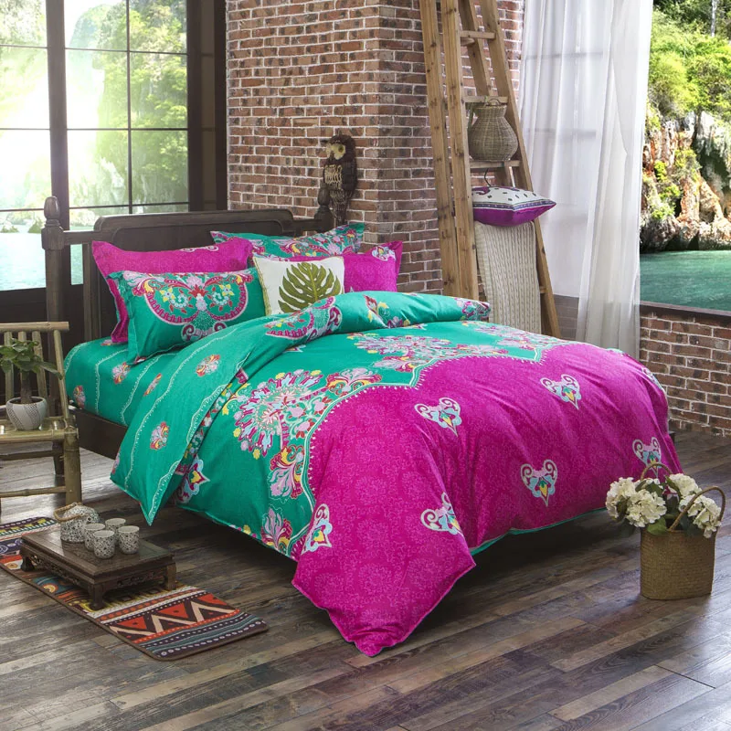 Home Textile Bohemian Style 4pcs Bedding Set Long Staple Cotton Twin Queen Size Duvet Cover Set Rosered Bedclothes 50
Home Textile Bohemian Style 4pcs Bedding Set Long Staple Cotton Twin Queen Size Duvet Cover Set Rosered Bedclothes 50