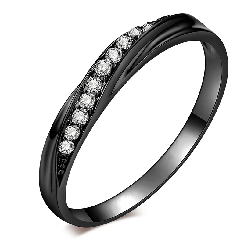 AMORUI Simple Round Wedding Band AAA Cubic Zirconia Engagement Ring Bijoux Bague Femme Rose GoldSilver Ring Anillos Mujer Gift (2)