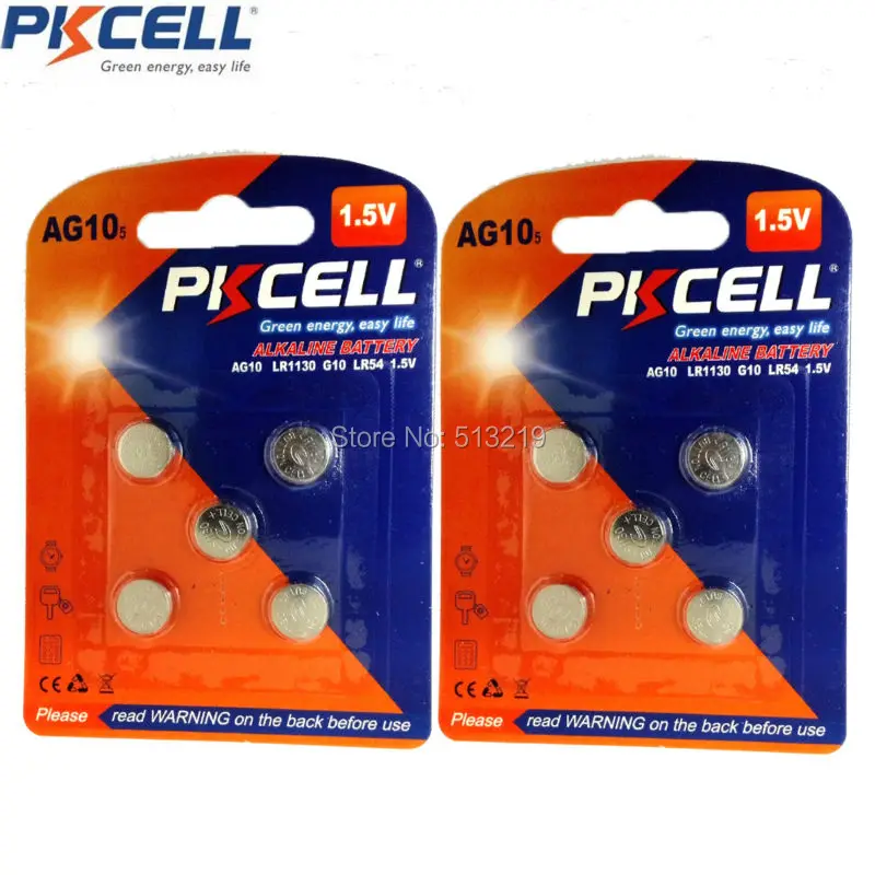 10Pcs PKCELL 1.5V AG10 LR1130 L1131 389A LR54 189 SR54 SR1130 Alkaline Batteries AG10 Button Cell Coin watch Battery
10Pcs PKCELL 1.5V AG10 LR1130 L1131 389A LR54 189 SR54 SR1130 Alkaline Batteries AG10 Button Cell Coin watch Battery