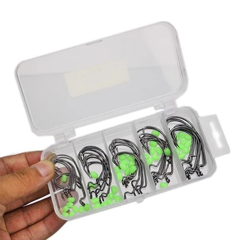 101pcs/lot Fishing Crank Hook and Luminous Soft Beads Suit Hooks Size 2# 1# 1/0# 2/0# 3/0# with Fishing Tackle Box 
101pcs/lot Fishing Crank Hook and Luminous Soft Beads Suit Hooks Size 2# 1# 1/0# 2/0# 3/0# with Fishing Tackle Box