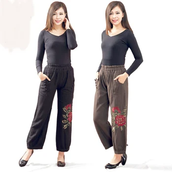 Women's new elastic waist linen casual pants large size women loose high waist embroidery Wide leg pants harem trousers
Women's new elastic waist linen casual pants large size women loose high waist embroidery Wide leg pants harem trousers
