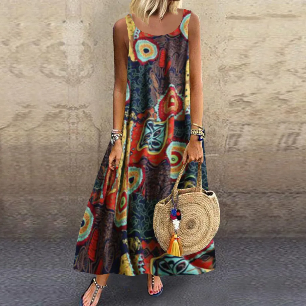 feitong Women Plus Size Casual Loose Sleeveless Boho Retro Linen Print Long Maxi Dress robe soiree femmerobe ceremonie femme
feitong Women Plus Size Casual Loose Sleeveless Boho Retro Linen Print Long Maxi Dress robe soiree femmerobe ceremonie femme
