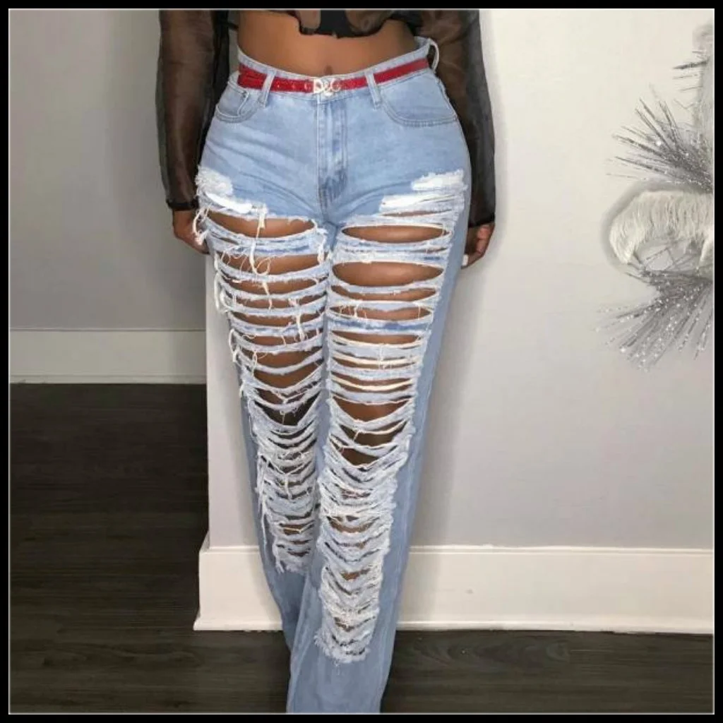 Women's Fashion Low Waist Street Style Zipper Fly Casual Broken Holes Baby Blue Denim Beggar Jeans Women's Straight Pants S-2XL
Women's Fashion Low Waist Street Style Zipper Fly Casual Broken Holes Baby Blue Denim Beggar Jeans Women's Straight Pants S-2XL