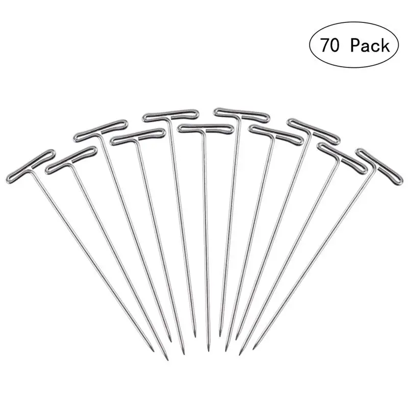 70pcs Wig T-Pins 1.5 Inch With Plastic Box Silver Good Quality Thick Un-Rust T Pins For Blocking Hand Knitted Scarf
70pcs Wig T-Pins 1.5 Inch With Plastic Box Silver Good Quality Thick Un-Rust T Pins For Blocking Hand Knitted Scarf