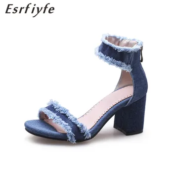 ESRFIYFE 2018 New Denim Woman Sandals Office Solid High Heels Shoes Square Heels Cover Heel Fashion Office Lady Shoes
ESRFIYFE 2018 New Denim Woman Sandals Office Solid High Heels Shoes Square Heels Cover Heel Fashion Office Lady Shoes