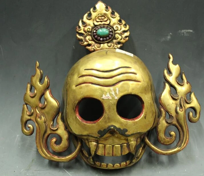 R0720 Details about Old 9"Tibet Bronze 24K Gold Gem blue-chip only Skull Caput Mask Buddha Statue
R0720 Details about Old 9"Tibet Bronze 24K Gold Gem blue-chip only Skull Caput Mask Buddha Statue