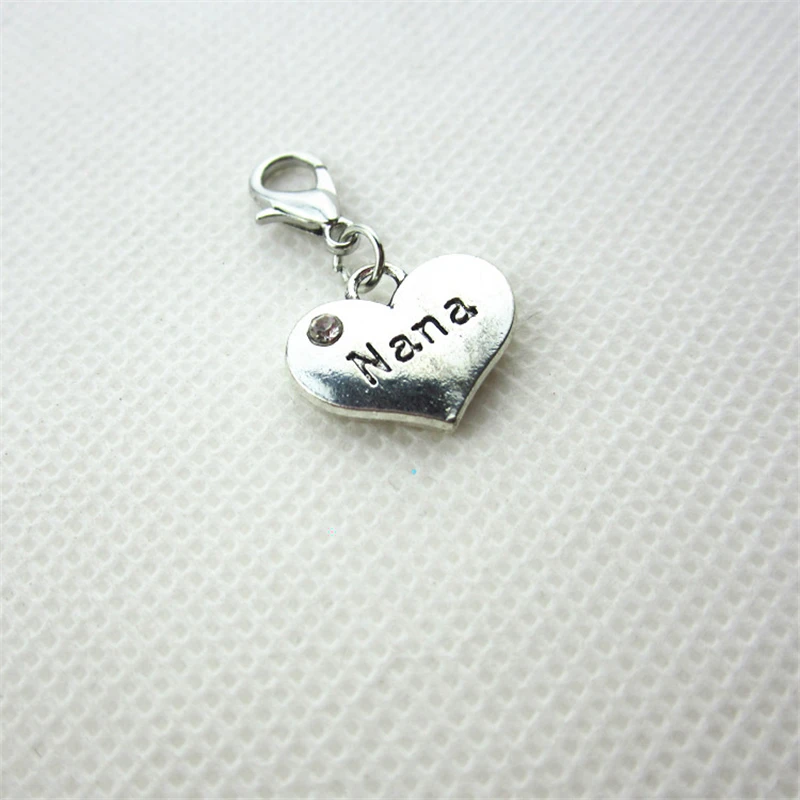 20pcs/lot Silver crystal Nana heart dangle charms lobster clasp charm diy bracelet jewelry accessory floating charms
20pcs/lot Silver crystal Nana heart dangle charms lobster clasp charm diy bracelet jewelry accessory floating charms